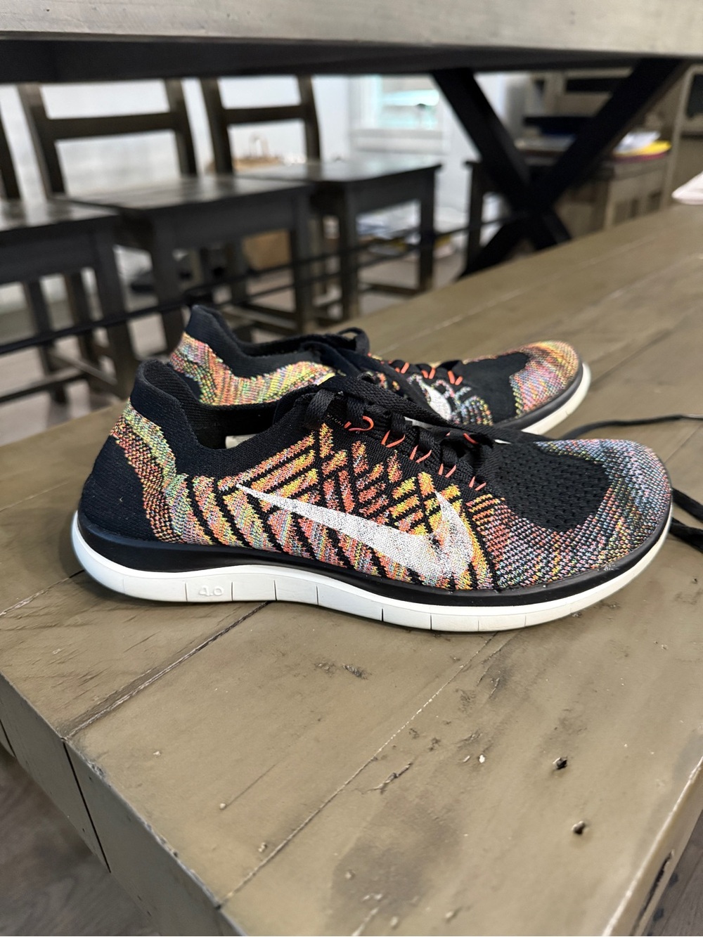 Nike Black Multicolor Flyknit Running Sneakers -Hyper Orange
